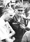 Westmoreland and Taylor meet with press during Vietnam War