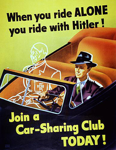When You Ride ALONE You Ride with Hitler! rationing poster (1943)